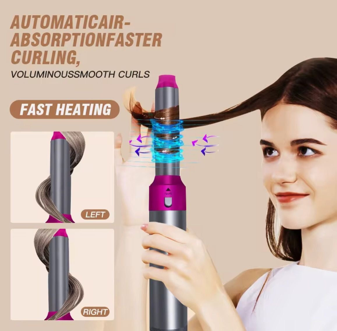 5-in-1 Professional Negative Ionic Hair Styler — Dryer, Curler & Volumizer for Salon-Quality Blowouts at Home